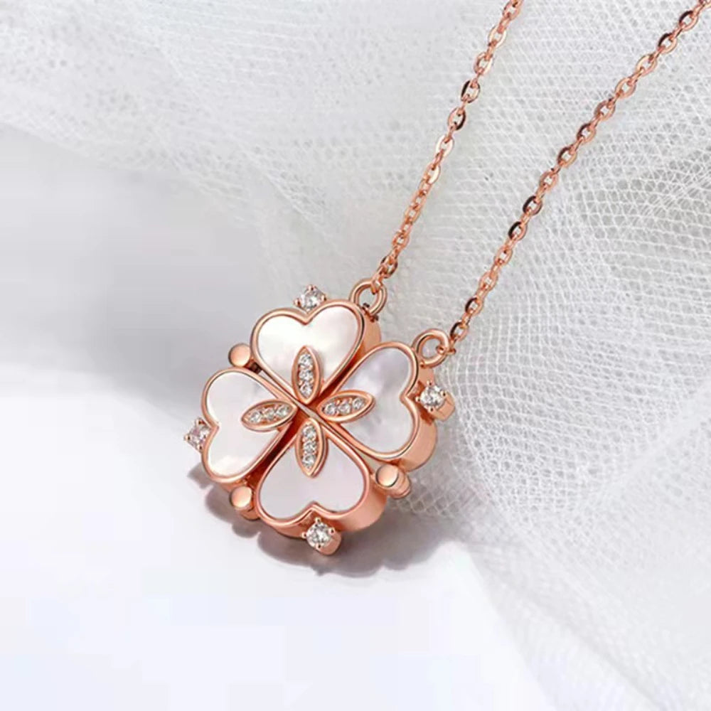 316L Stainless Steel Love Magnetic Pendant Necklace for Women Clover Necklace Heart Shaped Clover Necklace Pendant Jewelry Gift